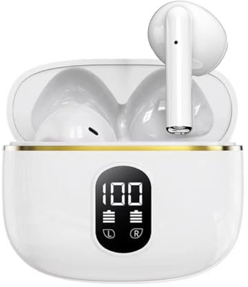 Auriculares Inalámbricos Bluetooth 5.3 Con 4 HD Mic HiFi Estéreo, Potentes Altavoces de 13.4 mm, LED Pantalla, IPX7 Impermeable