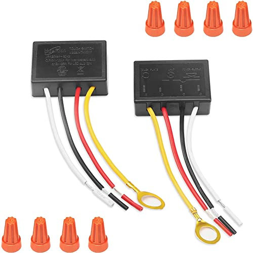 MOLERRI Touch Lampen Schalter, 2 Pack, Touch Lampen Steuerung für Dimmbare LED, GlüHlampen, Lampen Schalter Kit mit Verdrahtung Kappen