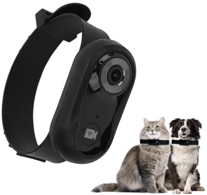 Pet Collar Camera, HD 1080P Mini Cat Dog Video Record Action Camera with 8G Memory Card, Cat Camera Collar Small Action Cameras for Outdoor Inoor (Black)