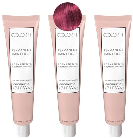 COLOR.IT by BM - Permanente Haarfarbe in Salonqualität, 3x 100ml (7.566 Mittelblond Mahagoni Rot, 3er Pack)