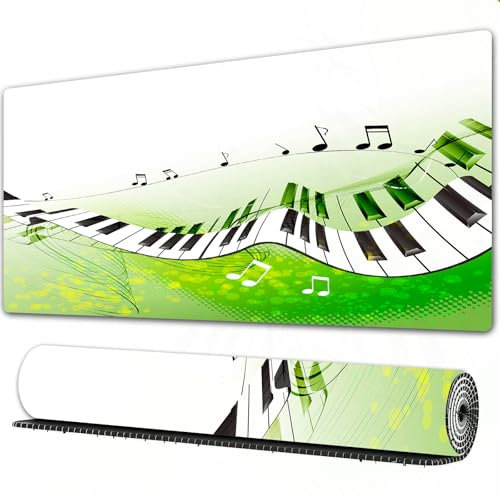 FEHWI Mauspad 75×40 cm Verlängertes großes Mauspad Schreibtischauflage,Musikalische Dekorationen, Musikalische Klaviertasten Keyboard cur,genähte Kanten Gaming Mauspad,rutschfeste Gummibasis