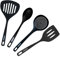 Fackelmann Fenix Set de Utensilios de Cocina, incluye 4 Utensilios, 100% Plástico Reciclado RPET de Alta Resistencia, Color Negro, Aptos para Lavavajillas
