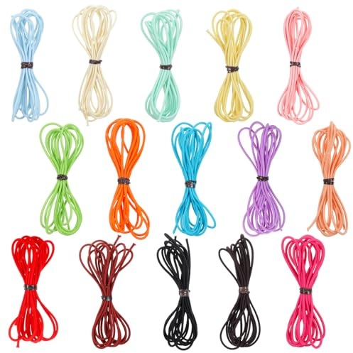 15 Colors Elastic Cord String, 2mm Diameter, 33 Yards, Polyester Rubber Material Elastic Stretch Bead Cord for Bracelet Making, Sewing, Beading, Jewelry Crafting