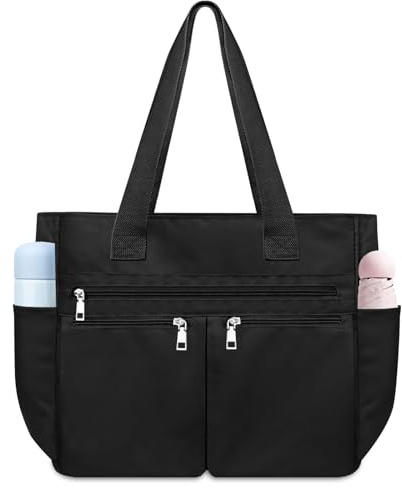 NEWIROVE Umhängetasche Damen Groß, Wasserdicht Nylon Tasche Damen Gross mit 14 Zoll Laptopfach Shopper Tasche Leicht Taschen Gross Tote Bag Für Arbeit Büro Schule