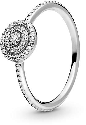 Pandora Timeless Bague scintillante élégante en argent avec zircones cubiques transparentes, taille 54