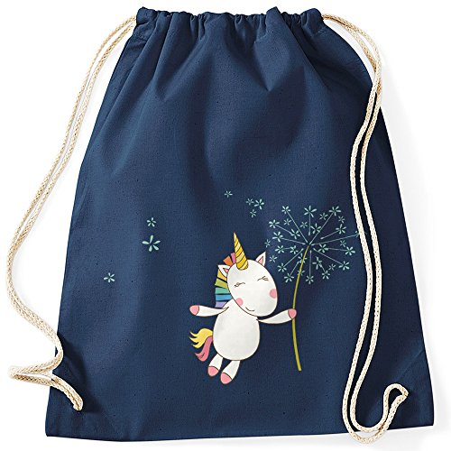 MoonWorks Turnbeutel Einhorn mit Pusteblume Unicorn with Dandelion Gymsac Gymbag Navy Unisize