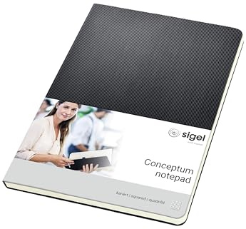 SIGEL Conceptum A5 Hardcover Notepad | CO802, squared, black, ideal as a diary, bullet journal, idea book or writing notebook