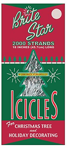 Brite Star Icicles Tinsel,Polyvinyl Chloride, 2000 Strand, Silver, Count
