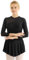 TiaoBug Damen Eiskunstlauf Kleider Langarm Ballettkleid Tanzkleider Ballett Tanz Gymnastik Body mit Faltenrock Bekleidung Schwarz M