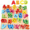 Jacootoys Alfabeto in legno Puzzle ABC Grosso Blocchi Bordo Giocattoli Educativi per l'apprendimento Precoce Regalo per Bambini