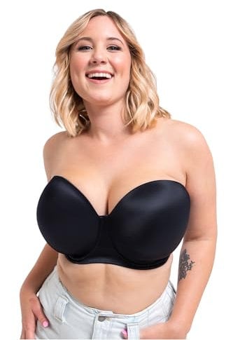 Curvy Kate Women's Smoothie Strapless Moulded Bra Molded, Opaque, Black, 36GG