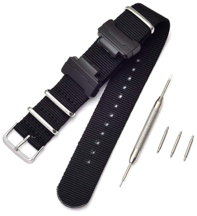 Shieranlee NATO Nylon Strap Armband Kompatibel mit Casio G-Shock GA-110 120 GA-400 GD-100 DW-5600 GLS-8900 Canvas Men Bracelet Band Black Adapters