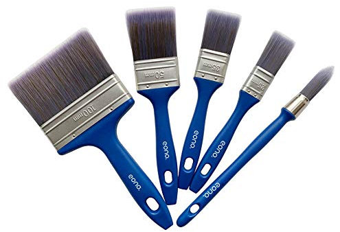 Eono by Amazon - Premium Paint Brush Set with Flat and Tapered Brushes, Assorted Sizes (5-Pack)
