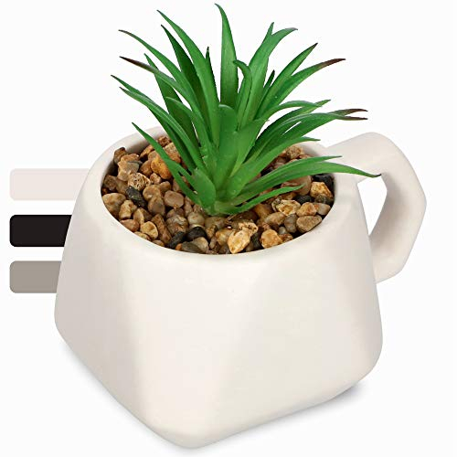 KADAX Planta Artificial en Maceta con asa, Plantas Artificiales en Maceta, pequeña Planta Artificial, Planta Decorativa para salón, Oficina (Blanco)