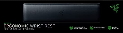 Razer - Reposamuñecas ergonómico para teclados sin teclas: Almohadilla de espuma viscoelástica de piel sintética, pies de goma antideslizantes