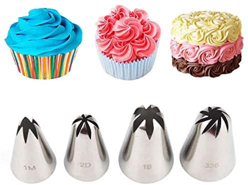 JasCherry 4 Pezzi Grande Bocchette Stella Decorative per Pasticceria Beccucci in Acciaio per Cupcake - Bocchette Ugelli Set per Decorazione Torte #G