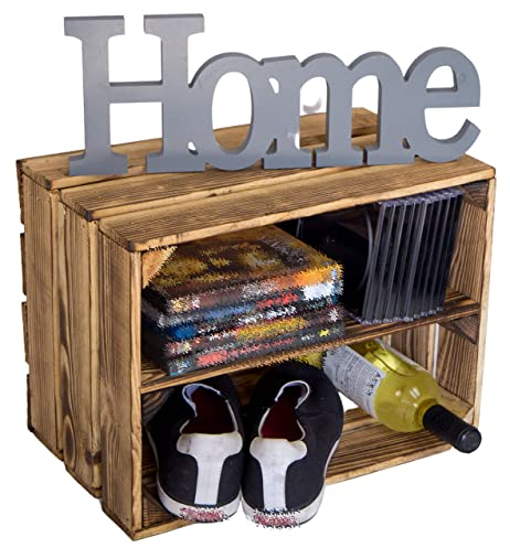 geflammtes Schuhregal Bella Mini für Kinder mit Zwischenbrett 40 x 30 x 25 cm/Apfelkisten Weinkisten Holzkisten aus dem Alten Land (1 x Schuhregal Mini für Kinder)