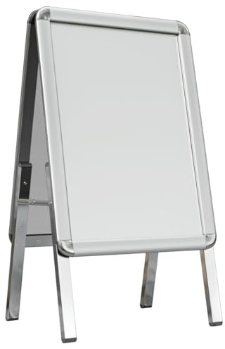 GGMMÖBEL AUSTIN | Plakatständer | A1 | Silber | Classic | Doppelseitig | Werbe Kunden Stopper Tafel Aufsteller Gehweg Träger
