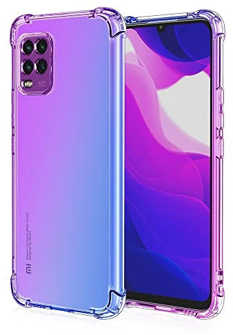 HONLEN Hülle für Xiaomi MI 10 Lite Case, (6.57 Inches) Transparent Farbverlauf Design TPU Silicone Handyhülle, Verstärkung mit Vier Ecken Cover Blau Lila