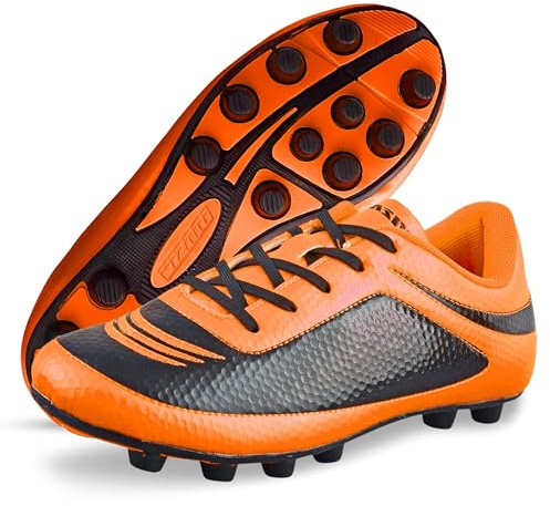 Vizari Infinity FG Fussballschuhe Kinder - Stollenschuhe Outdoor Fußballschuhe für Jungen & Mädchen - Orange, Schwarz - Größe 29