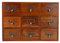 Vintage-Schreibtisch-Organizer aus Holz mit 9 Schubladen, Tisch-Apothekertruhen und -schränke, Kräuter-Aufbewahrungsbox, Medizin-Vintage-Möbel – Blau, für das (5042-01-(neun