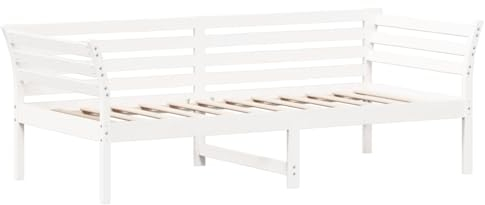 vidaXL Tagesbett, Bett für Schlafzimmer Wohnzimmer, Bettgestell mit Sperrholzlatten, Gästebett Schlafsofa, Weiß 80x200cm Massivholz Kiefer