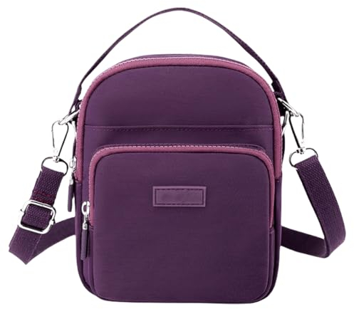 FAVORTALK Nylon Kleine Umhängetasche Damen Leichte - Handtasche Frauen lila Crossbodyr Taschen Schultertasche für Arbeit Alltag Schule Einkaufen Reise Radfahren - B02306