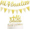 LYNSAN Decoraciones de Bautizo, Guirnalda de Pancarta Mi Bautizo Tarta Cake topper Primera Comunión Dorada Suministros de Fiesta Baby Shower Niños
