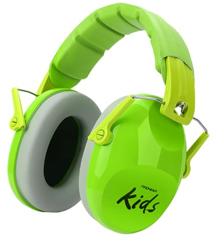 PROHEAR Kids Ear Defenders Children Noise Reduction Headphones CE Certified SNR 28dB Hearing Protection for Autism, Adjustable Earmuffs for Toddlers to Teen Ages 3-16, Fireworks Concert, Green