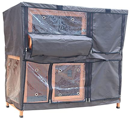 BUNNY BUSINESS Deluxe Kaninchenstall Abdeckung mit verschiebbaren Schalen und Heuraufe für den BB-48-DDL-HR Kaninchenstall 122 x 50 x 100 cm. Bitte beachten Sie, DASS Dies nur die Abdeckung ist