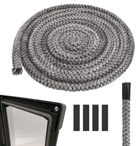 1 Pezzi Guarnizione Stufa a Legna Guarnizione Camino Guarnizione Vetro Stufa a Pellet Corda per Camino Guarnizione Stufa Guarnizione Stufa a Pellet 10mm x 3M Guarnizione con 4 Nastro per Giunti