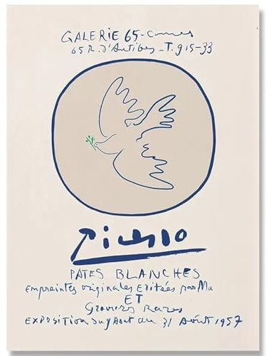 WDHBI HEKA Berühmte Pablo Picasso Poster Taube des Friedens Wandkunst Pablo Picasso Leinwand Malerei Abstrakter Stil Drucke Raum Wohnkultur Bild 50x70cm Kein Rahmen