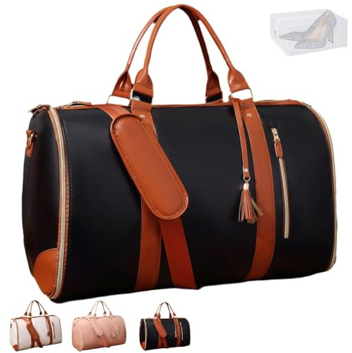 GZKDKZB Reisetaschen, Kleidersäcke mit Rollen, umwandelbare Wochenendtaschen, große Kleidersäcke zum Mitnehmen für unterwegs, Kleidersack (Basic, Schwarz)