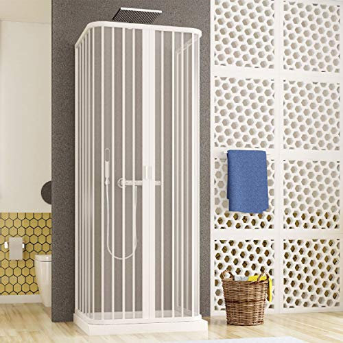 Yellowshop - Box Doccia 3 Lati Terry in PVC Bianco – Apertura Centrale a Soffietto, Reversibile – Cabina Doccia Pieghevole Salvaspazio, Facile da Montare – Made in Italy (Bianco, 70x100x70)