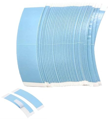 40 Pieces Blue Wig Double-Sided Tape, Super Adhesive Waterproof Skin-Friendly PU Lace Tape, Curved Hair Extension Tape for Wigs Toupees Lace Closures