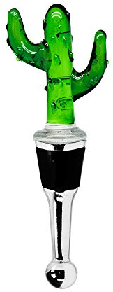 EDZARD Flaschenverschluss Kaktus für Champagner, Wein und Sekt, Muranoglas-Technik, 13 cm hoch, Handarbeit