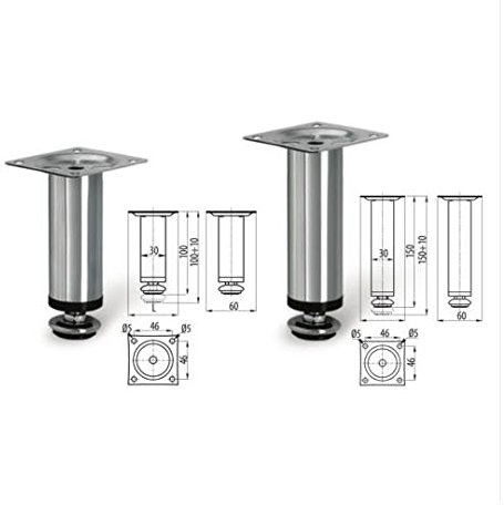 Chrome Feet Legs Sofa beds Cupboard cabinets Kitchen Furniture BD H=100mm 4