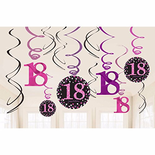 Adult Pink Celebration 18th Birthday Swirl Decorations