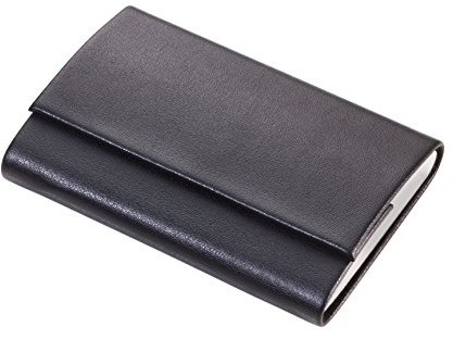 TROIKA SOPHISTICASE – CCC05/BK – Kreditkartenetui mit Ausleseschutz (für RFID-Chips) – Datenschutz– für ca. 10 Karten – Edelstahl/Kunstleder/Samt– glänzend – schwarz – TROIKA-Original