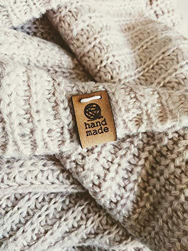 Personalisierte Lederetiketten Rund Handmade Label - MOD. D - Echtes pflanzlich gegerbtes aufnäher handmade Leder Labels zum Annähen (15 Stück - Angepasster Text)