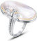 Springlight ✦ Valentinstag Damen Ring Natürliche Schale Ring mit Libelle Tier Offener Ring S925 Sterling Silber Handgemachte Ringe Schmuck Damen Geburtstagsgeschenk für Frauen.