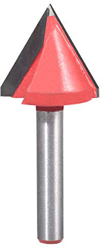 KATUR punta per router con scanalatura a V in metallo duro con gambo da 6 mm, per incisione CNC, fresa per utensili per legno (codolo 6 mm larghezza 22 mm 60 gradi)