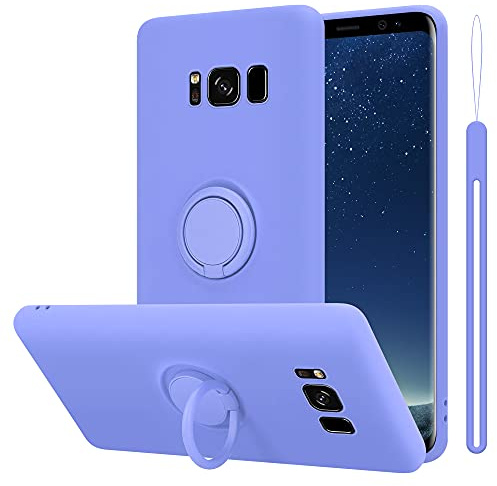 Cadorabo Hülle kompatibel mit Samsung Galaxy S8 Plus Schutzhülle TPU Silikon Case Liquid Design mit Ring Slim Kratzfest Liquidsilikon Microfaser Case Hülle für Galaxy S8 Plus in Lila