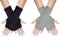 Rowwait 2 Pairs Women Arm Warmers Gloves, Fashion Winter Warm Fingerless Gloves Wrist Arm Warmers Knit Mittens Half Finger Glovesfor Ladies Girls (Black,Grey)