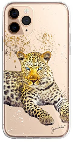 SmartGiftShop African Wildlife Animals Case Splatter Art CLEAR Phone Cover Case Exclusive Artwork for iPhone X/XS - Leopard