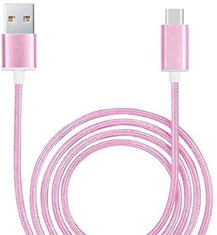Câble Renforcé Type C pour BLU Bold N2 Câble USB-TypeC Tressé Nylon 1 Mètre Câble Charge/Synchro Rapide-Transfert de données - Rose