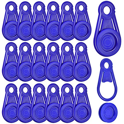 Lot de 20 pinces de bâche, clips mobiles pour auvent en plein air, tente, auvent, bannière, couverture de piscine, clips en plastique bleu