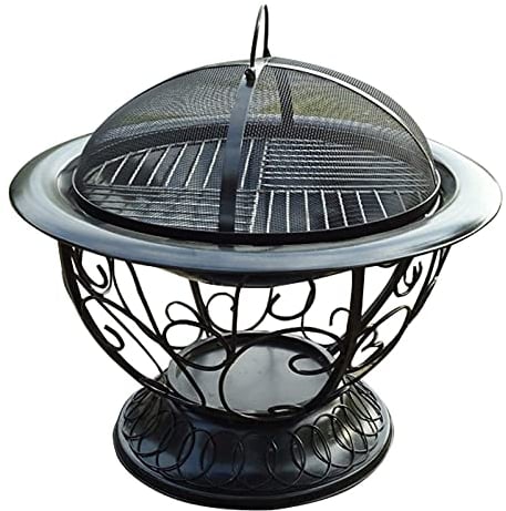 Terrasse, Feuerstelle, Tisch, Grill, Gartenofen, Funkenschutz, Abdeckung, Holzrost und Schürhaken