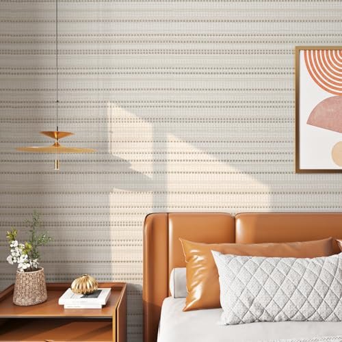 FunStick Papel Pintado Autoadhesivo Pared Blanco Papel Adhesivo Para Muebles Geometrico Beige Papel Pared Dormitorio Cocina Lavable 60CM×5M Vinilo Blanco Adhesivo Muebles Papel Paredes Decoración