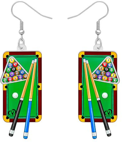 RAIDIN Süße Acryl Sport Bälle baumeln Haken Ohrringe Schmuck für Damen Mädchen Tischtennisball Fussball Ohrringe Geschenke für Sportliebhaber (Billard Ohrringe)